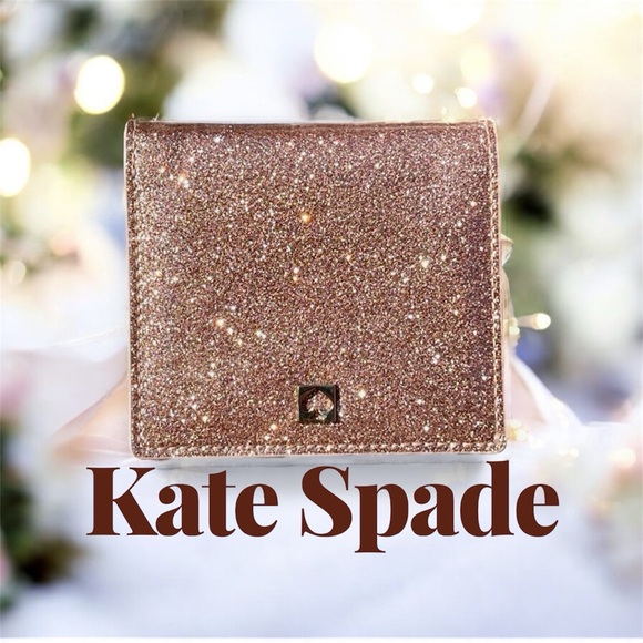 kate spade Handbags - Kate Spade Mavis Rose Gold Glitter Wallet